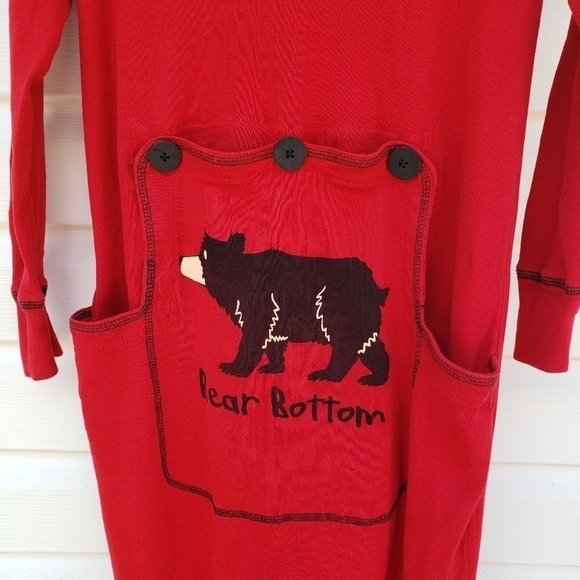 Lazy One Red Flapjacks Pajamas Adult XS Onesie Bear Bottom - Picture 2 of 8